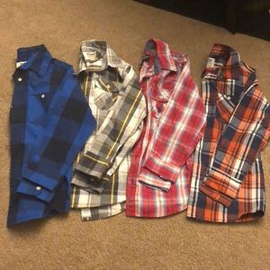 Lot of four boys flannel shirts; size medium/8-10